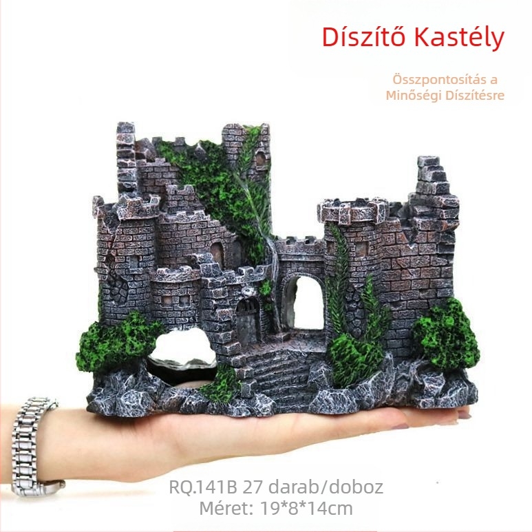 Ruiqi akvárium kreatív haltartály tájképi kastély szimuláció ajtó boltív hal és garnéla utazás menekülési ház gyanta tájkép kastély