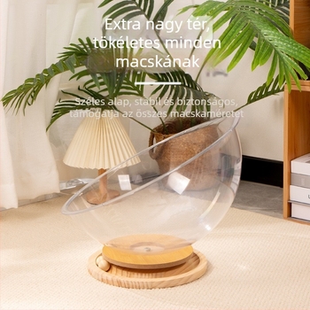 Macska forgó koronggal ellátott kapszula alakú átlátszó akril macskafészek nyitott szellőzésű vízálló és nedvességálló nagy tér négy évszakra