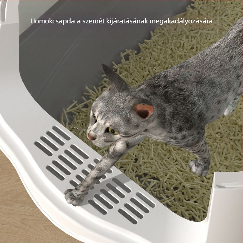 Nagy, teljesen zárt macskaalom doboz, szagmentes, fröccsenésmentes, túlméretezett macska WC, félig zárt, kettős célú macskaalom, raktáron, nagykereskedelemben