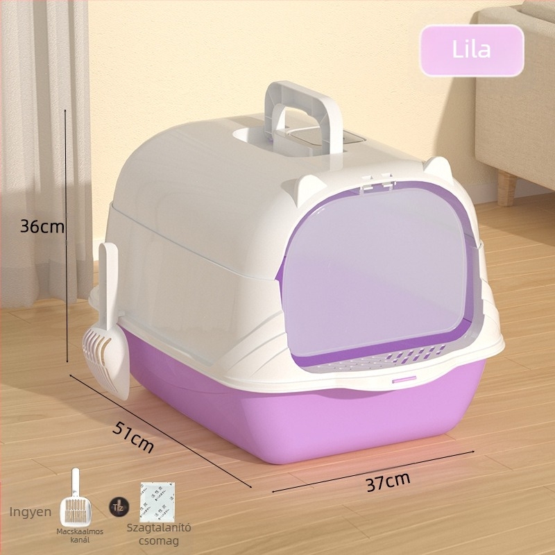 Nagy, teljesen zárt macskaalom doboz, szagmentes, fröccsenésmentes, túlméretezett macska WC, félig zárt, kettős célú macskaalom, raktáron, nagykereskedelemben
