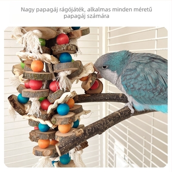Közepes és nagy papagájjáték, rönk, rágózsinór, tépkedés az unalom enyhítésére, dörzsölő madárjáték, madárkalitka, dekoratív papagájkellékek