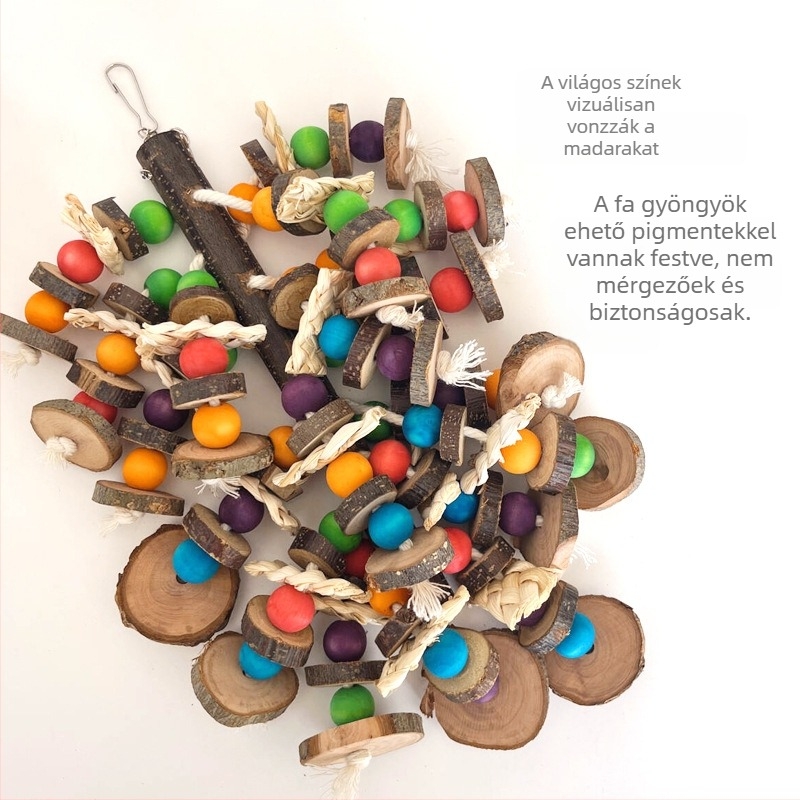 Közepes és nagy papagájjáték, rönk, rágózsinór, tépkedés az unalom enyhítésére, dörzsölő madárjáték, madárkalitka, dekoratív papagájkellékek