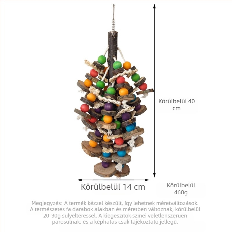 Közepes és nagy papagájjáték, rönk, rágózsinór, tépkedés az unalom enyhítésére, dörzsölő madárjáték, madárkalitka, dekoratív papagájkellékek