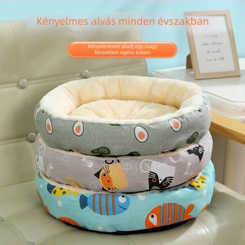 Minden évszakban használható pamut és lenvászon kerek fészek kisállatoknak, puha fészek, kutyafészek, macskafészek, kisállatszőnyeg, kutyafekhely, kennel, kutyaszőnyeg