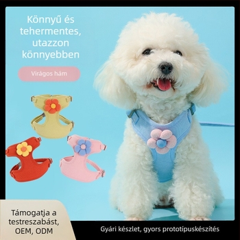 Új, kutyavirág alakú, kötéllel ellátott mellény, medvekötött mellkaspánt, kisállat-mellkaspánt, kisállat-kellékek nagykereskedelme