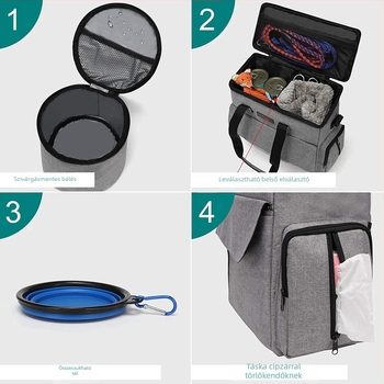 Kültéri kempingezéshez nagy kapacitású autós kisállat kutyaeledel táska multifunkcionális táska kutyaeledel játékok és egyéb tároló táska szett