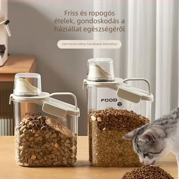 Háztartási élelmiszeripari minőségű lezárt átlátszó kisállat macskaeledel rizsvödör liszt tea tárolóedény rovarbiztos nedvességálló durva szemű üveg