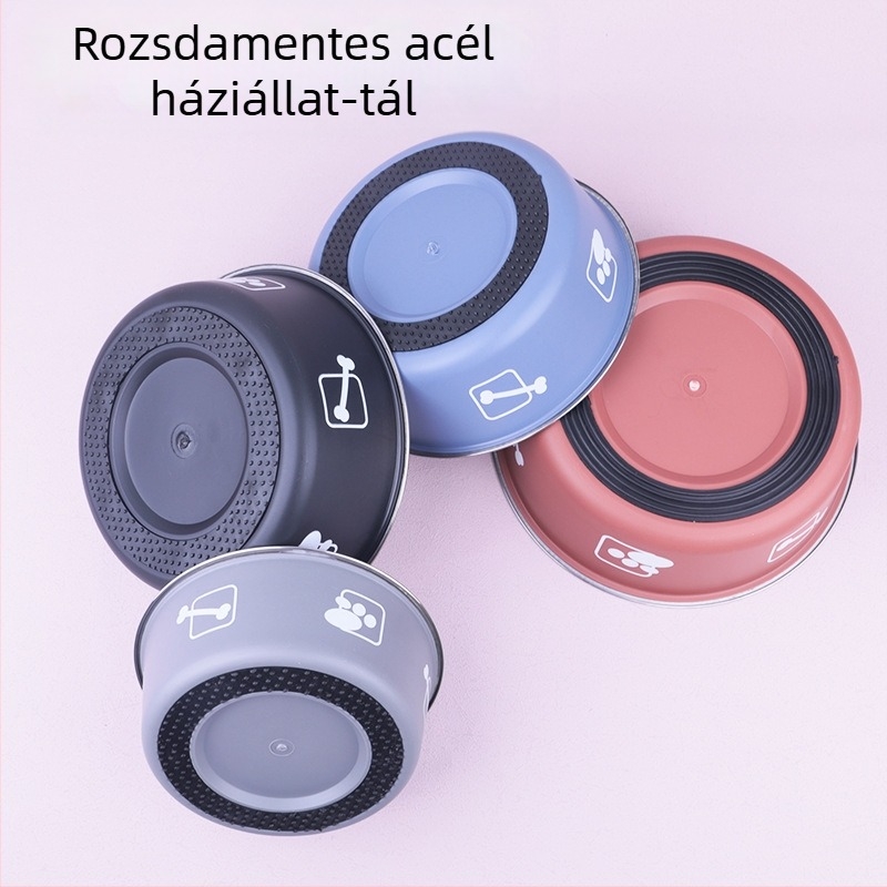 Gyárilag közvetlen rozsdamentes acél macska- és kutyamintás univerzális kisállattál, csúszásmentes, ütésálló, esésálló etetőtál, ehető minőségű rizstál