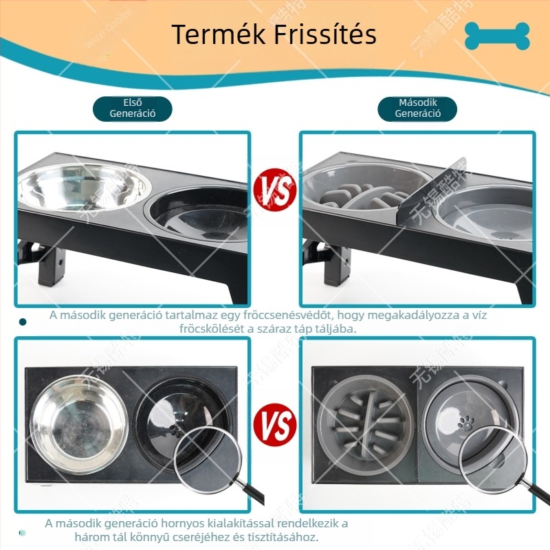 Emelős kutyatál, lassú étel, összecsukható medence, lassú étel, fulladásgátló, emelt rizstál, dupla tál, emelt tál, nyalótál