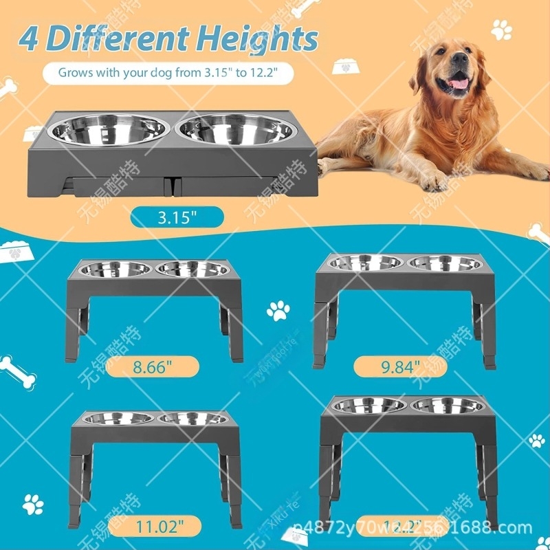 Emelős kutyatál, lassú étel, összecsukható medence, lassú étel, fulladásgátló, emelt rizstál, dupla tál, emelt tál, nyalótál