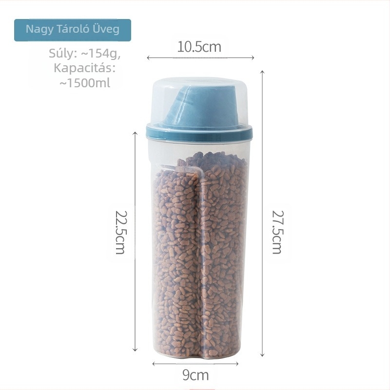 Gabonatároló vödör macska- és kutyaeledel-tároló, lezárt, nedvességálló tárolótartály, háziállatok gabonatároló doboza, hordozható kirándulási célra