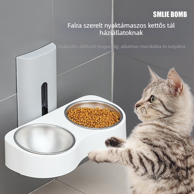 Emelhető macskaetető tál, új három az egyben ivóvíz etető, macskaeledel-tál, macskarizses tál, integrált etető