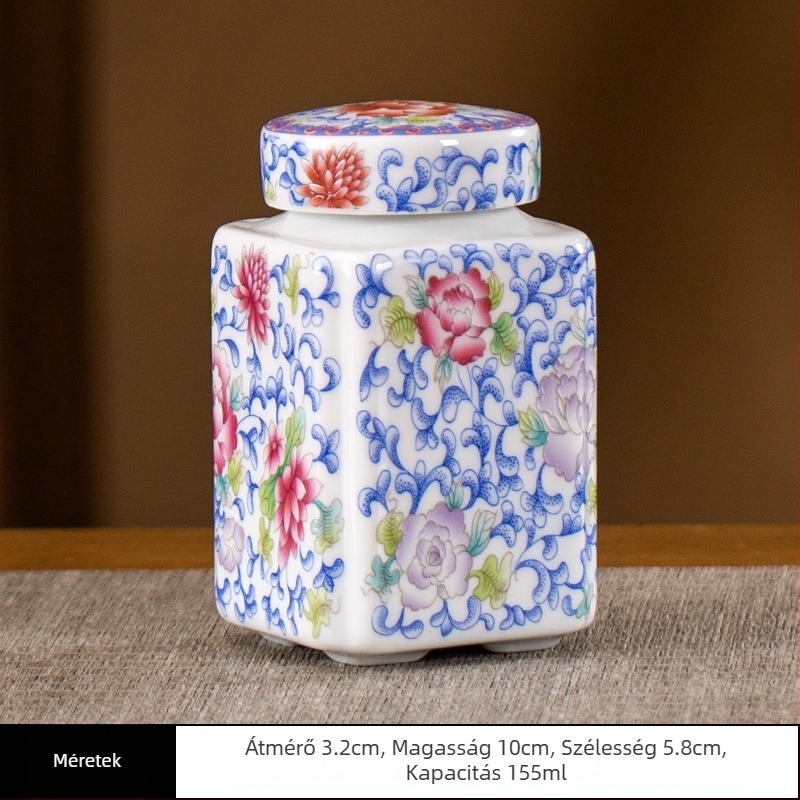 Kerámia kis méretű teáskanna lezárt üveg háztartási tea csomagoló doboz celadon teáskanna tárolóedény általános üveg fedéllel