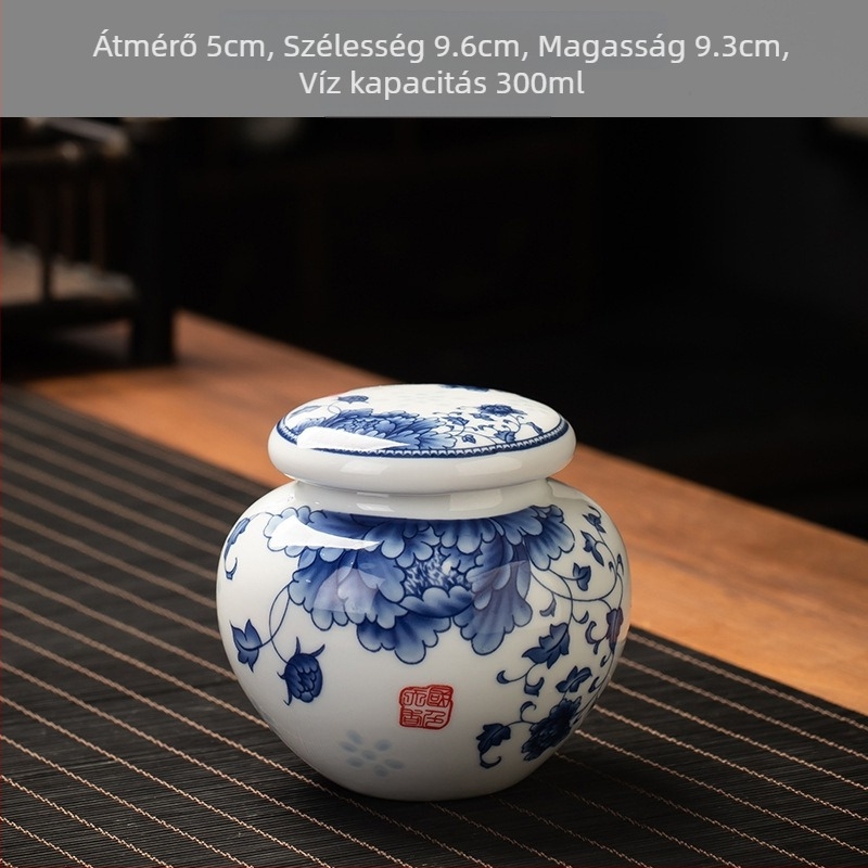 Kerámia kis méretű teáskanna lezárt üveg háztartási tea csomagoló doboz celadon teáskanna tárolóedény általános üveg fedéllel