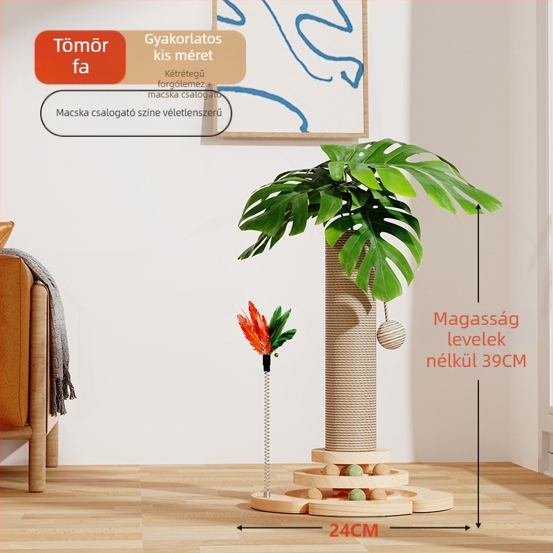 Természetes szizál függőleges kókuszlé kókuszfa mászóka állvány macska mászóka állvány macska kapaszkodó oszlop macska ugró platform macskafa macskajáték kisállat-kellékek