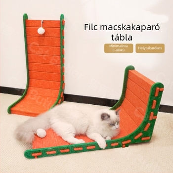 L-típusú függőleges macskakaparódeszka filc macskafészek integrált kopásálló, morzsamentes macskakarom-csiszolásos műtárgy extra nagy macskakaromdeszka