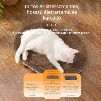 Macskakaparó tábla, karcálló, karcálló tál, macskafészek, hullámkarton, kerek, ovális, macskakaparó medence, macskajáték, raktáron, nagykereskedelemben