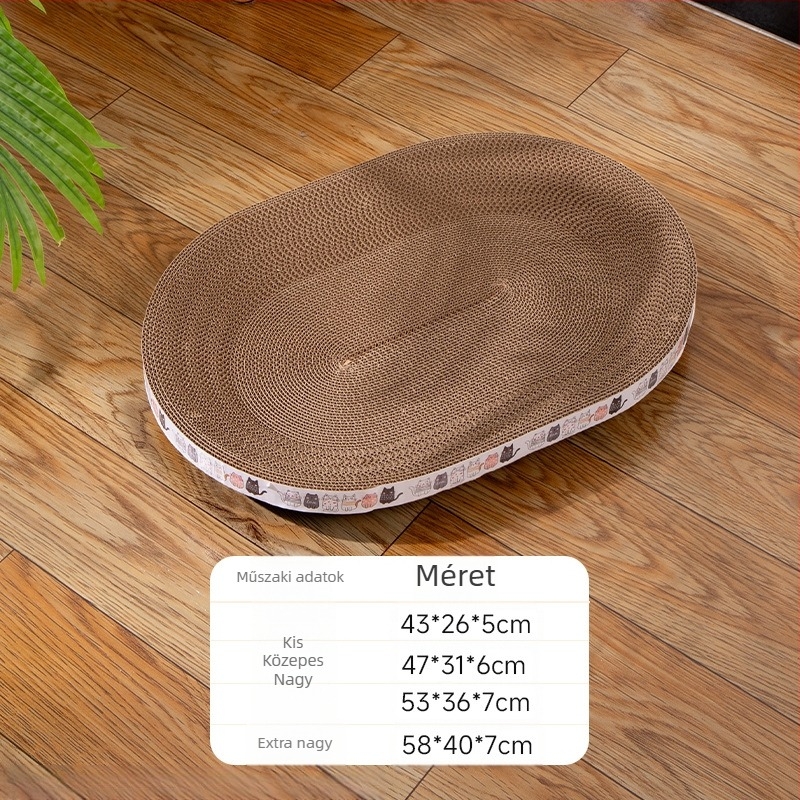 Macskakaparó tábla, karcálló, karcálló tál, macskafészek, hullámkarton, kerek, ovális, macskakaparó medence, macskajáték, raktáron, nagykereskedelemben