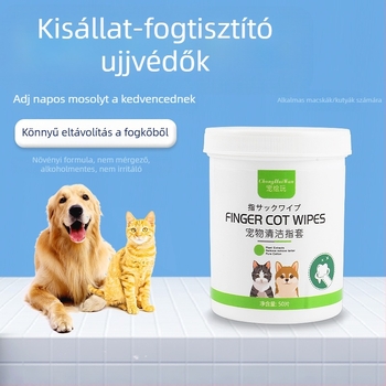 Nagykereskedelmi kisállat tisztító fogak ujjvédő törlőkendők 50 darab macska és kutya kő eltávolító dezodoráló szájtisztítás egy darabos szállítással