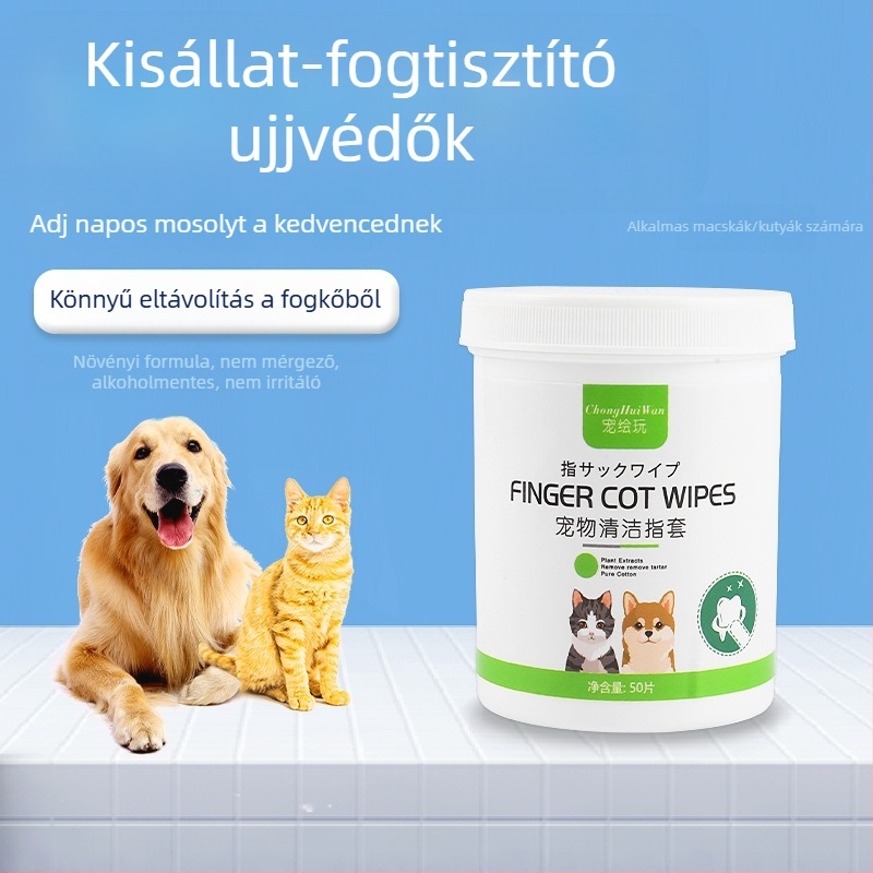 Nagykereskedelmi kisállat tisztító fogak ujjvédő törlőkendők 50 darab macska és kutya kő eltávolító dezodoráló szájtisztítás egy darabos szállítással