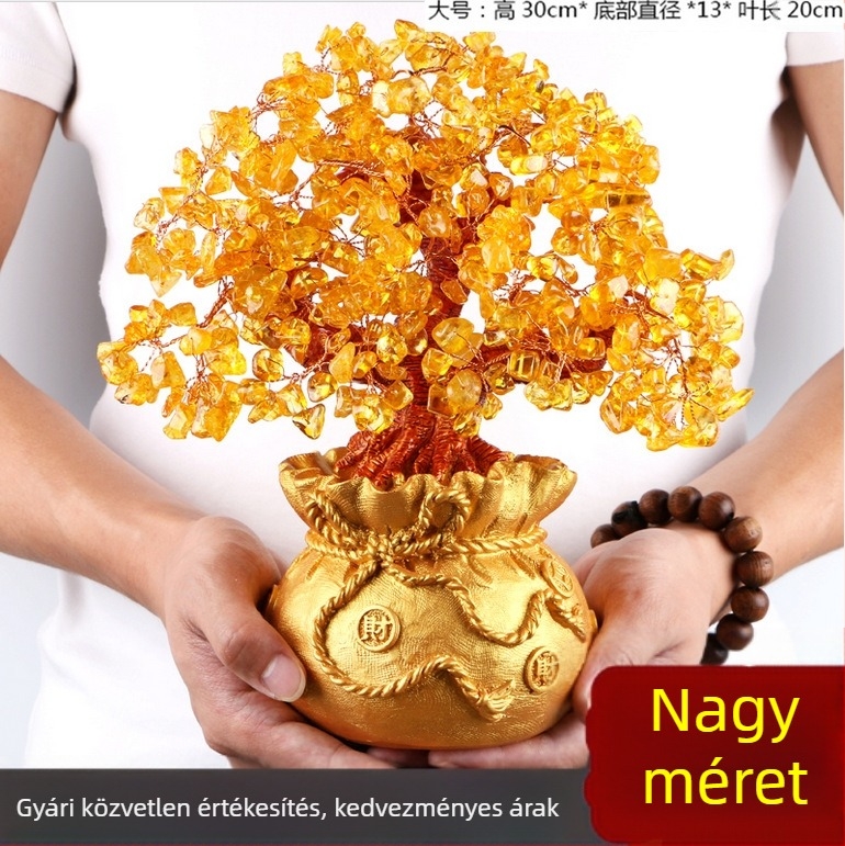 Gyári közvetlen nagykereskedelem természetes kristály szerencsefa pénzzsák fa szerencsefa üzleti kézműves ajándék díszek