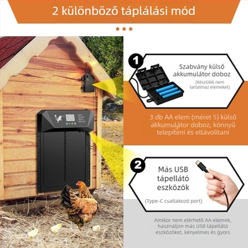 Nagyméretű, határokon átnyúló intelligens elektromos csirkeól ajtó, fényérzékeny, becsípődésgátló, vízálló, szárazelemes, multifunkcionális állatszárnyas ajtó