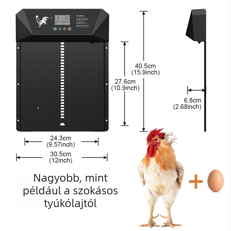 Nagyméretű, határokon átnyúló intelligens elektromos csirkeól ajtó, fényérzékeny, becsípődésgátló, vízálló, szárazelemes, multifunkcionális állatszárnyas ajtó