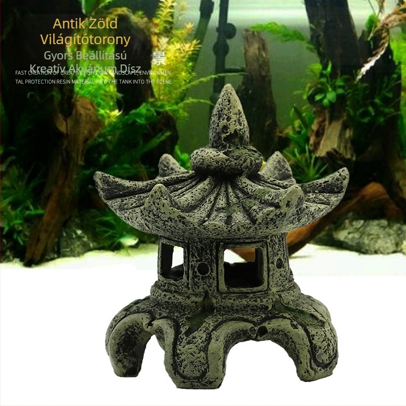 Akvárium Tájdekoráció Mikro Tájkép Híd Pavilon Kert Kínai Stílusú Bonsai Tájdíszek Antik Világítótorony