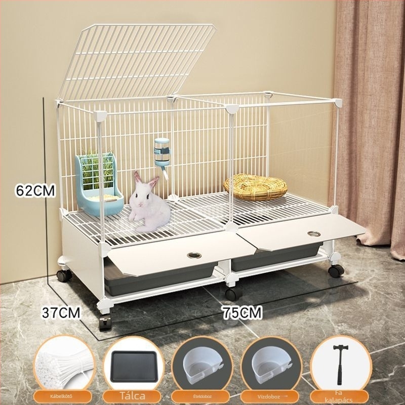 Nyúlketrec háztartási nagy beltéri nyúltálca tengerimalac tengerimalac ketrec kisállat nyúlfészek nyúlketrec kétrétegű anti-jailbreak