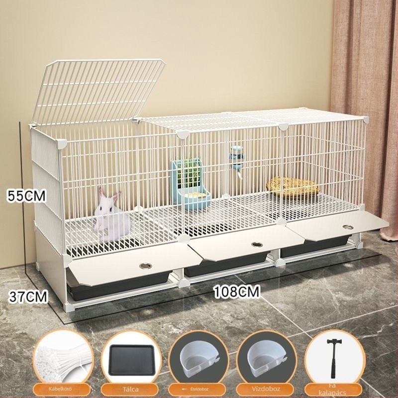 Nyúlketrec háztartási nagy beltéri nyúltálca tengerimalac tengerimalac ketrec kisállat nyúlfészek nyúlketrec kétrétegű anti-jailbreak