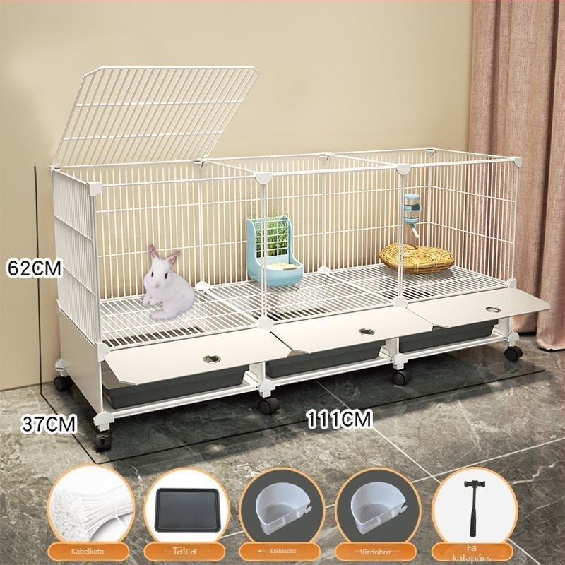 Nyúlketrec háztartási nagy beltéri nyúltálca tengerimalac tengerimalac ketrec kisállat nyúlfészek nyúlketrec kétrétegű anti-jailbreak