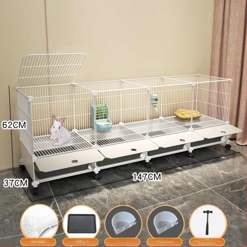 Nyúlketrec háztartási nagy beltéri nyúltálca tengerimalac tengerimalac ketrec kisállat nyúlfészek nyúlketrec kétrétegű anti-jailbreak