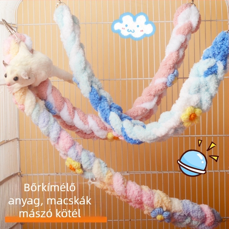 Mézeszsák mászókötél aranyos hinta mászólétra papagáj madár játék kellékek színes pamut kötél hörcsög dekoráció aranyos