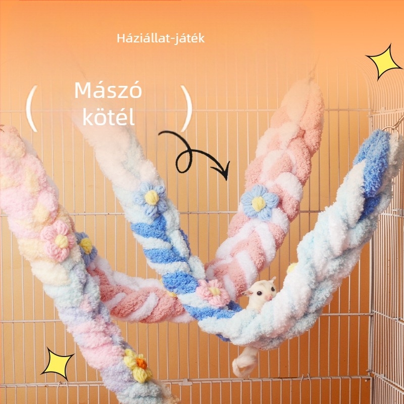 Mézeszsák mászókötél aranyos hinta mászólétra papagáj madár játék kellékek színes pamut kötél hörcsög dekoráció aranyos