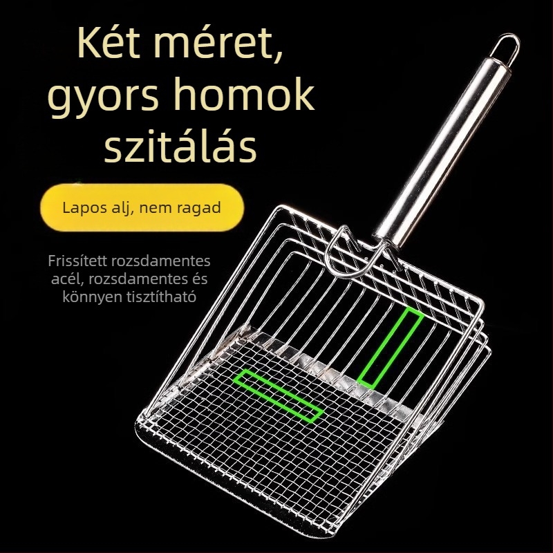 Macskaalom lapát finom lyukú lapát nagy fém rozsdamentes acél macskalapát bentonit érc macskaalom lapát műtárgy