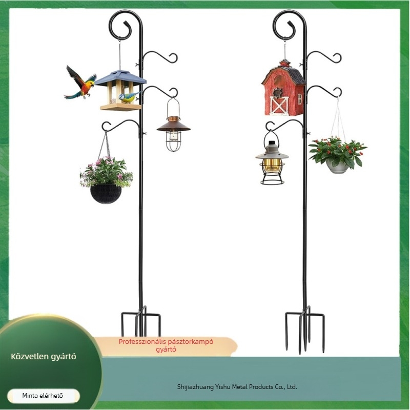 Népszerű pásztorkampó vas kézműves kültéri rozsdaálló kerti talajkaró levehető rozsdaálló kivitelben