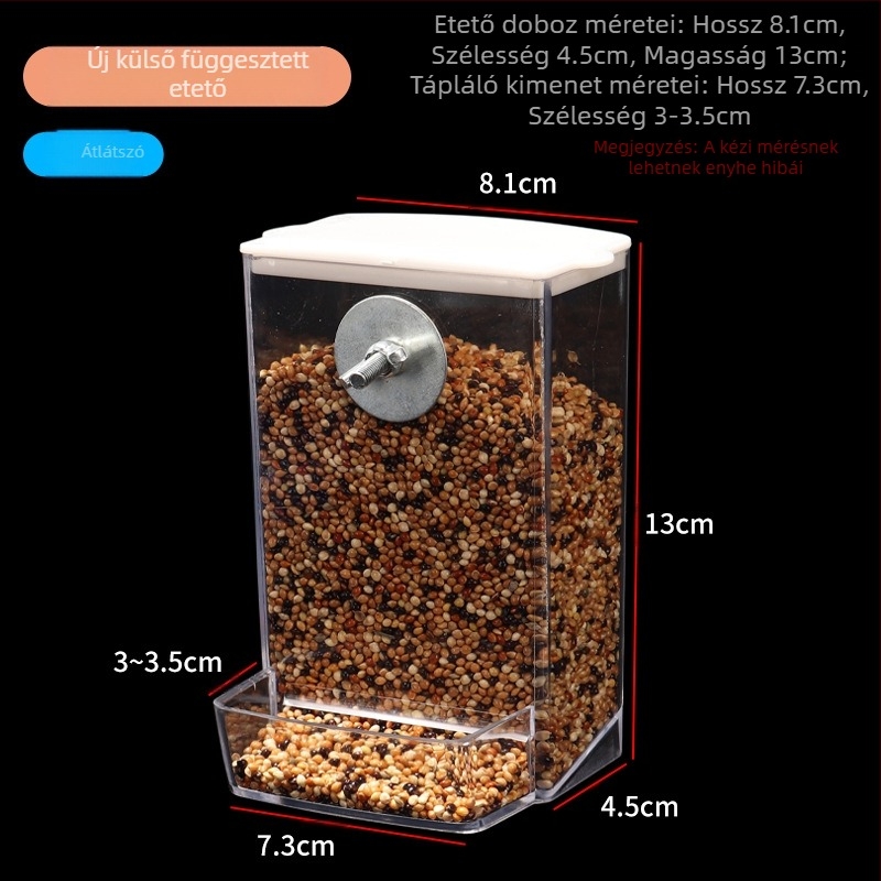 Tigrisbőr pünkösdi rózsa kakadu madáreledel-doboz fröccsenésgátló fröccsenésgátló automata etető új etető átlátszó madáretető