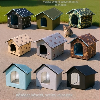 Határokon átnyúló macskakennel, kültéri vízálló macska- és kutyaház, kisállatkennel, kivehető és mosható macskavilla, téli meleg macska- és kutyaház