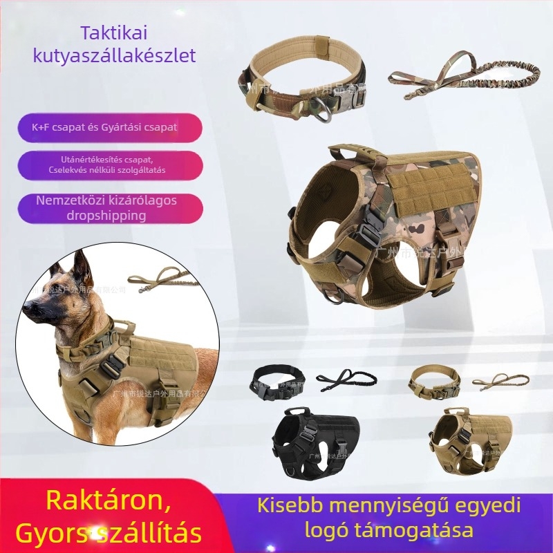 Taktikai pórázpánt nejlonból, nagytestű kutyáknak, állítható, vízálló kutyamellény, kisállatoknak, mellkas-hátsó taktikai nyakörv, öltöny