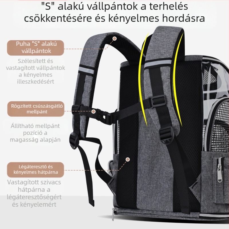 Új macskatáska, lélegző, kimenő, hordozható kisállat-kutyatáska, vészhelyzet elleni, nagy kapacitású kisállat-hátizsák