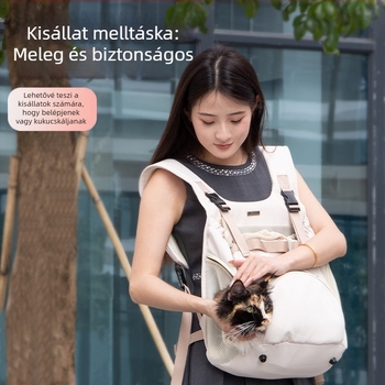 Kutyatáska, hordozható kisállat mellkastáska, macska utazótáska, téli meleg hátizsák, mellkaspántos macska hátizsák