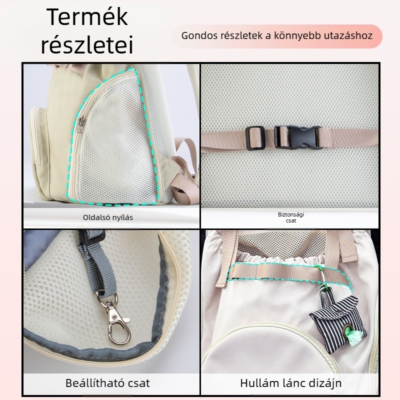 Kutyatáska, hordozható kisállat mellkastáska, macska utazótáska, téli meleg hátizsák, mellkaspántos macska hátizsák