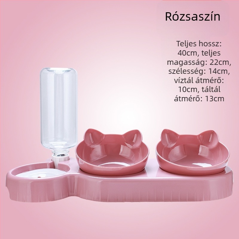 Macskatál, macskaeledel-edény, dupla tálvédő, nyaki gerincvédő, automatikus itatótál, felborulásgátló, macskaeledel, rizsfazék, kutya, kisállat-kellékek