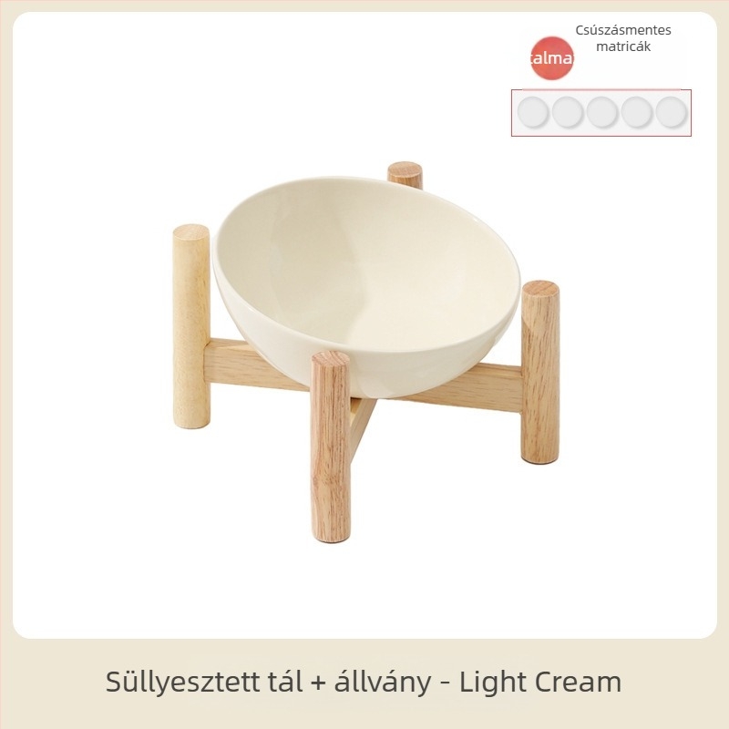 Kerámia ferde ferde tál, kisállat-kellékek, macska- és kutyatál, ételtál, itatótál, dupla tál, ütésálló, magas láb-nyakvédelem