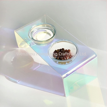 Amazon Pet Bowl Kutyatál Macskatál Ételtál Akril Állvány Kijelző Tároló Állvány Nedves és Száraz Külön Etető