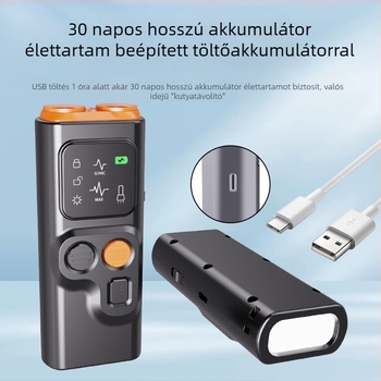 Ultrahangos kétfejű kutyariasztó hordozható kutyaösvény képernyővel, ugatásgátló világítással, villogó fénnyel, kutyaharapás elleni kutyariasztó műtárgy