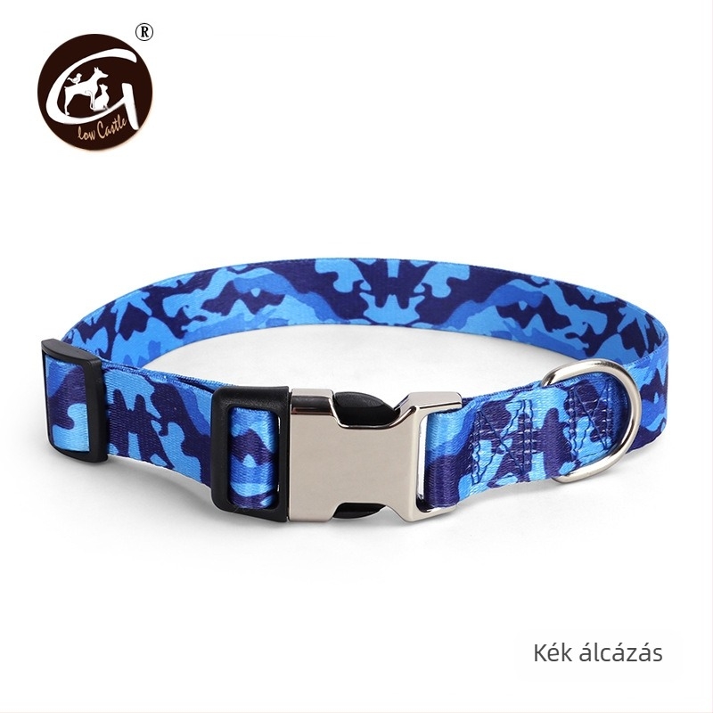 Gyárilag szállított digitális nyomtatású kisállat nyakörv, vastagított hőátadó félfém csattal ellátott nyakörv, határokon átnyúló, népszerű eladású kutyanyakörv