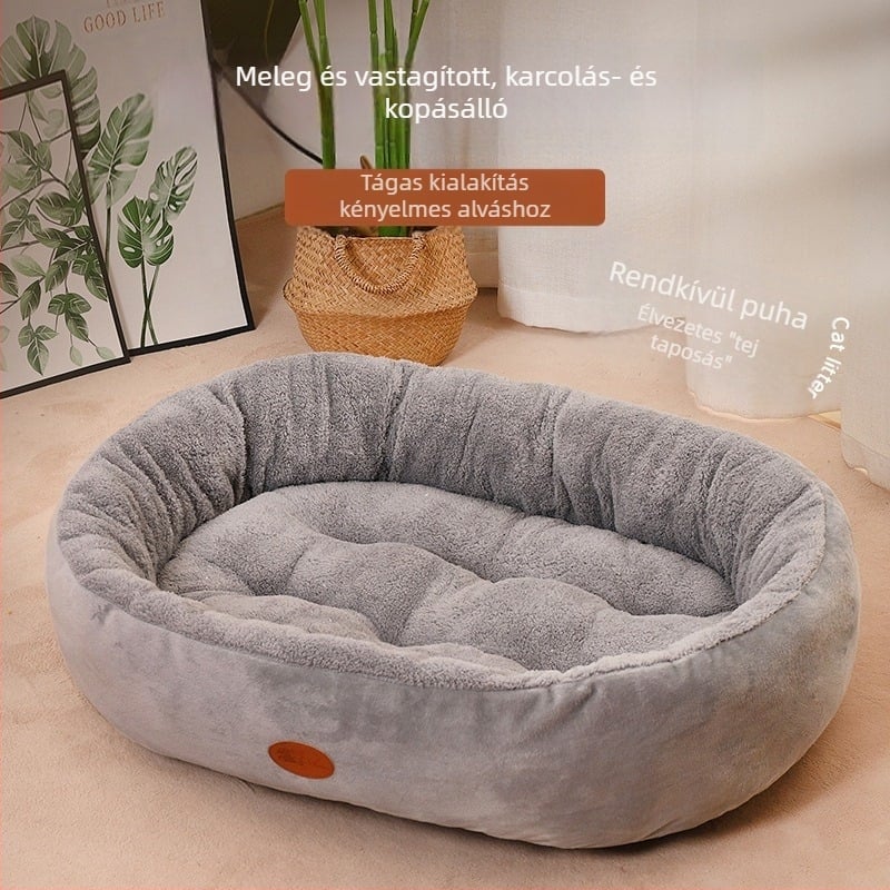 Gyári nagykereskedelmi macskafészek téli meleg, vastagított ovális fészek négy évszak univerzális kisállatfészek téli kiskutya kennel