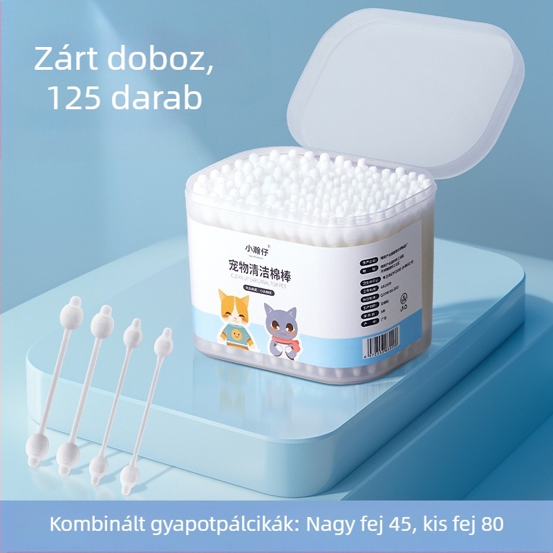 Xiao Hanzai kisállat fültisztító pálcika, macskák és kutyák kettős felhasználású kombinált fültisztító pálcika, kisállat fülmosó víz, ásófülek