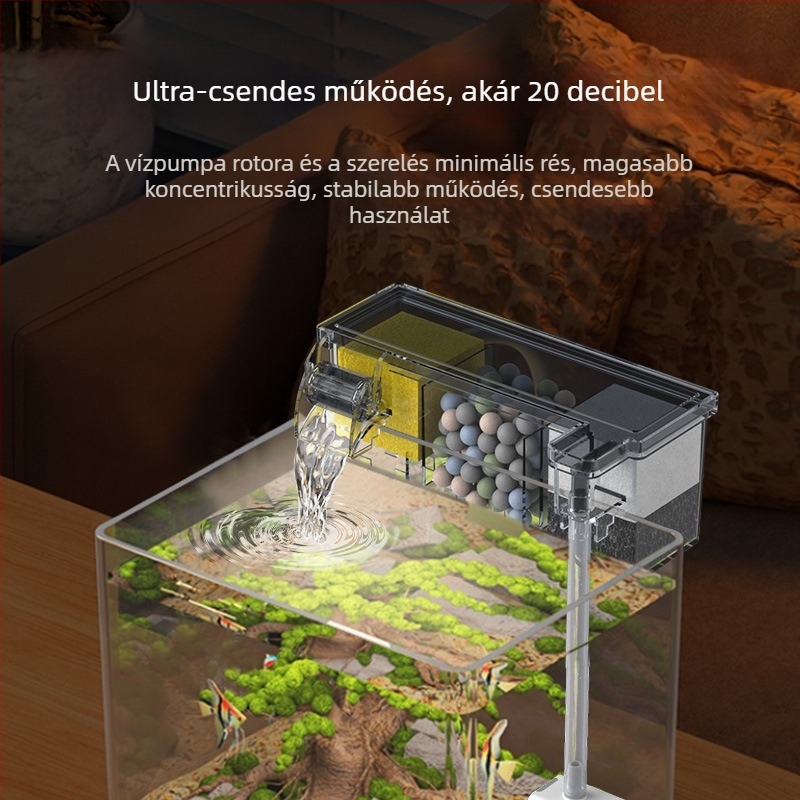 Akvárium szűrő kis külső vízesés falra szerelhető teknős kis három az egyben szűrő csendes vízszivattyú víztisztító keringető szivattyú